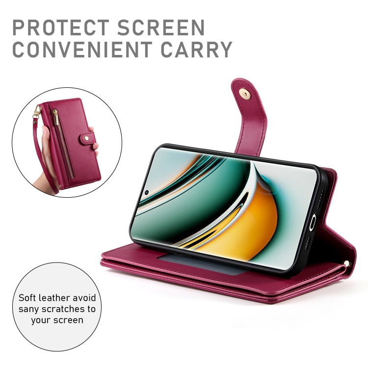 For Realme 11 Pro / 11 Pro+ Nine Card-slot Zipper Wallet Bag Leather Phone Case