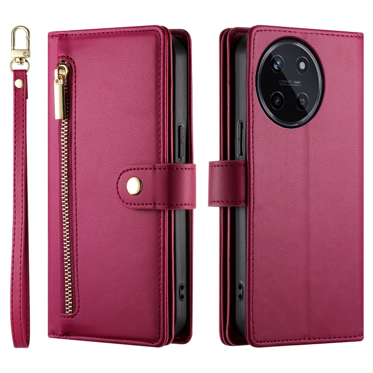 For Realme 11 4G Nine Card-slot Zipper Wallet Bag Leather Phone Case