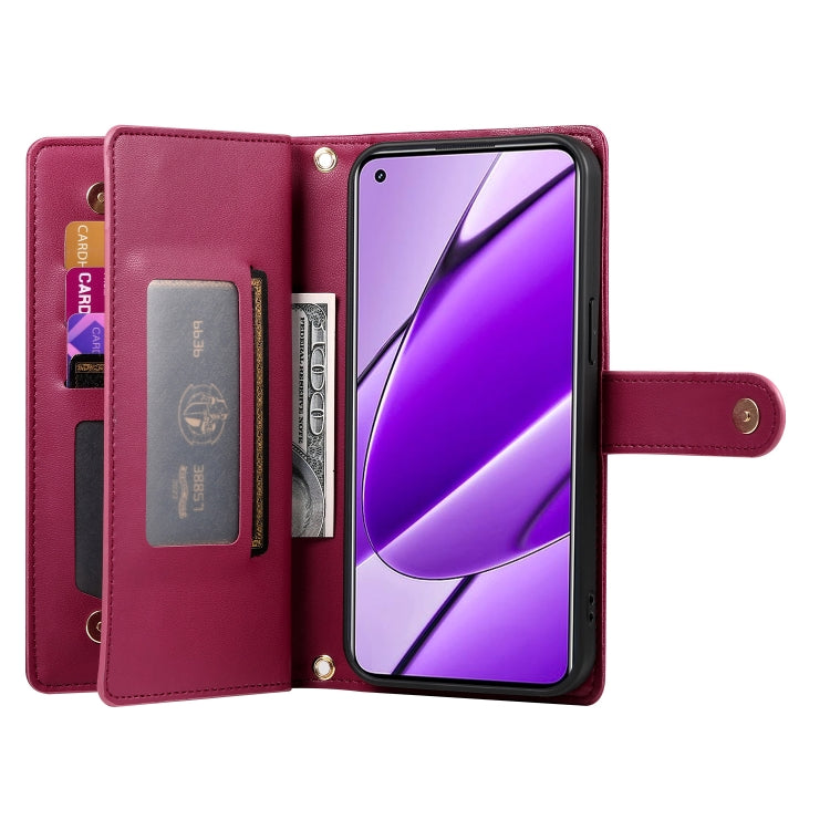 For Realme 11 4G Nine Card-slot Zipper Wallet Bag Leather Phone Case