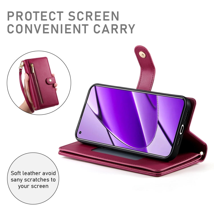 For Realme 11 4G Nine Card-slot Zipper Wallet Bag Leather Phone Case