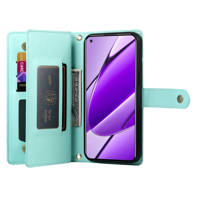 For Realme 11 4G Nine Card-slot Zipper Wallet Bag Leather Phone Case