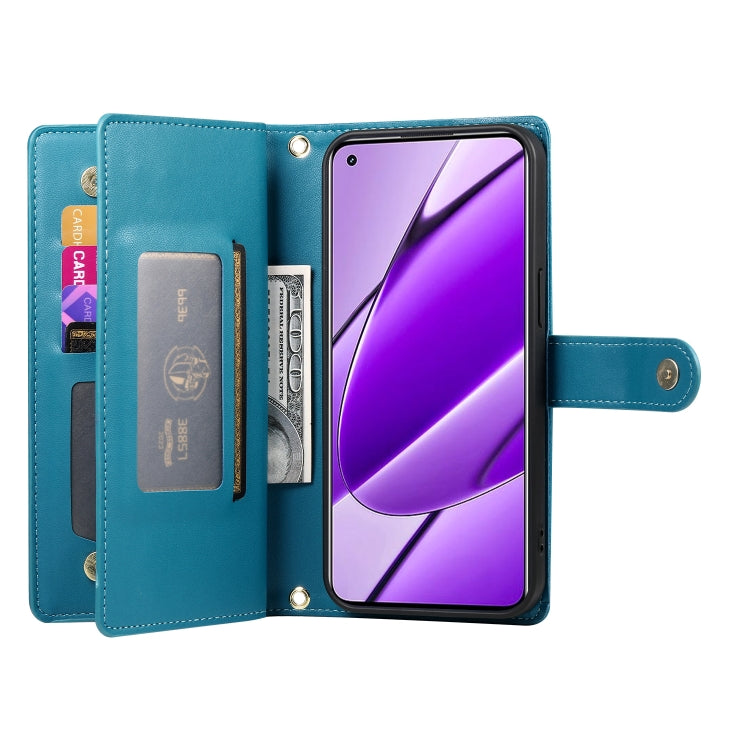 For Realme 11 4G Nine Card-slot Zipper Wallet Bag Leather Phone Case
