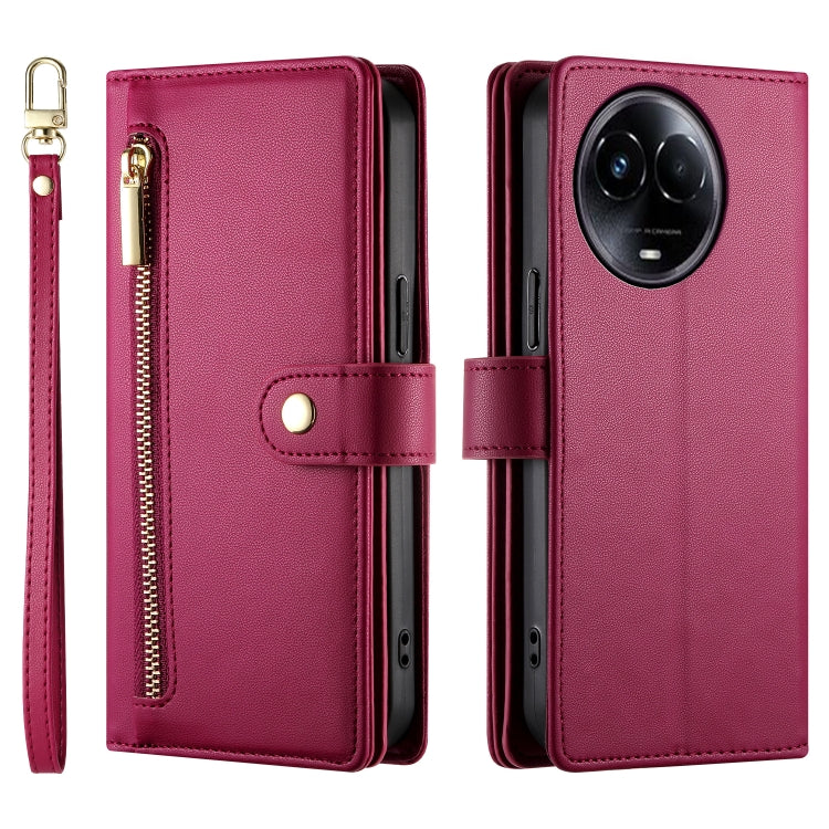 For Realme 11 5G / 11x Nine Card-slot Zipper Wallet Bag Leather Phone Case