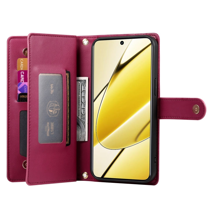 For Realme 11 5G / 11x Nine Card-slot Zipper Wallet Bag Leather Phone Case