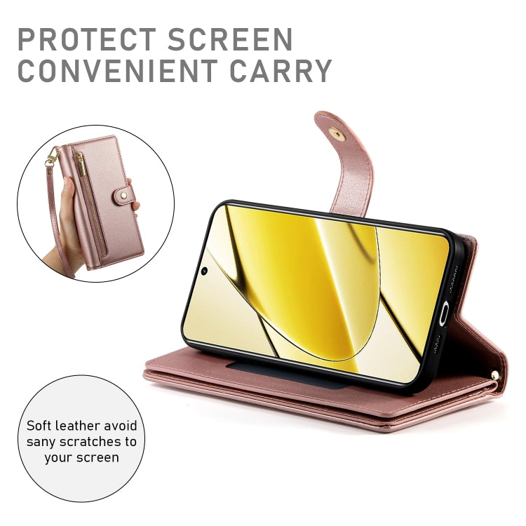 For Realme 11 5G / 11x Nine Card-slot Zipper Wallet Bag Leather Phone Case