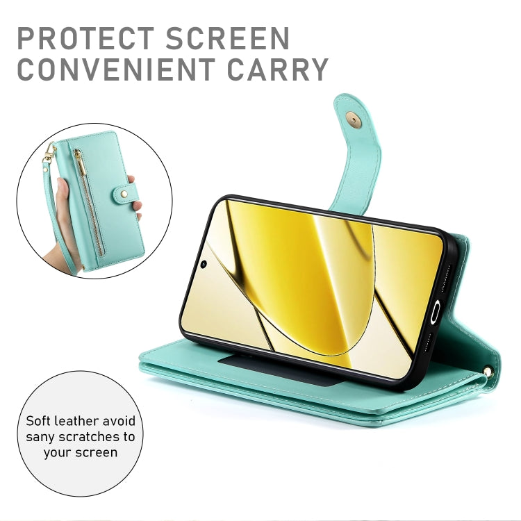 For Realme 11 5G / 11x Nine Card-slot Zipper Wallet Bag Leather Phone Case
