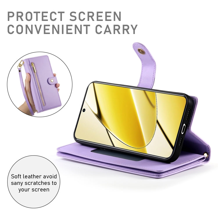 For Realme 11 5G / 11x Nine Card-slot Zipper Wallet Bag Leather Phone Case