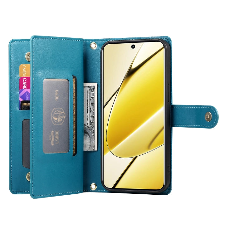 For Realme 11 5G / 11x Nine Card-slot Zipper Wallet Bag Leather Phone Case