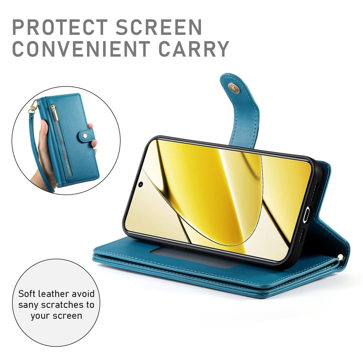 For Realme 11 5G / 11x Nine Card-slot Zipper Wallet Bag Leather Phone Case