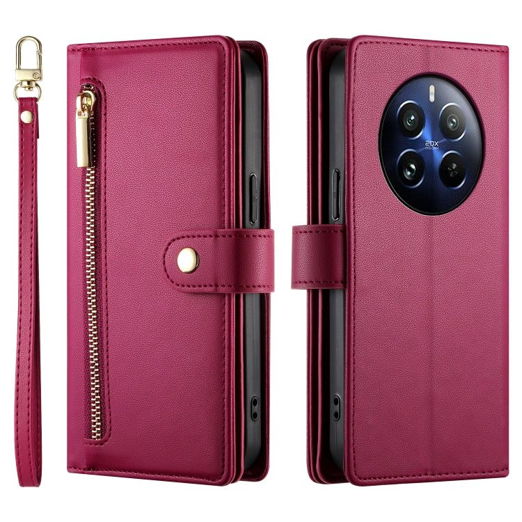 For Realme 12 Pro / 12 Pro+ Nine Card-slot Zipper Wallet Bag Leather Phone Case