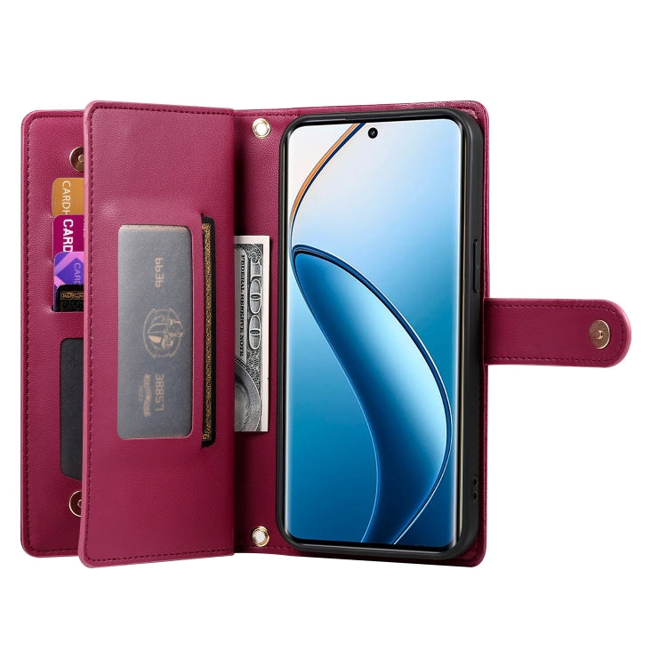 For Realme 12 Pro / 12 Pro+ Nine Card-slot Zipper Wallet Bag Leather Phone Case