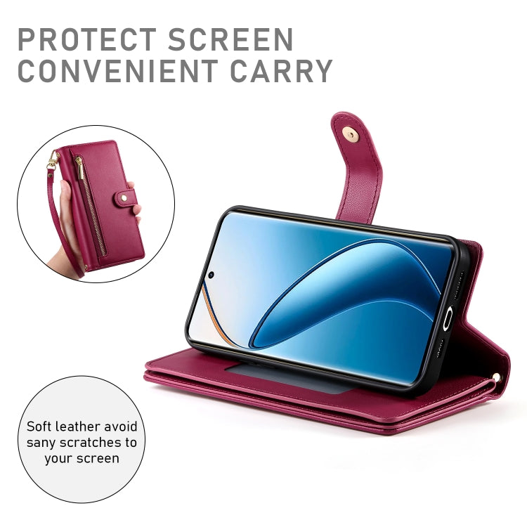 For Realme 12 Pro / 12 Pro+ Nine Card-slot Zipper Wallet Bag Leather Phone Case