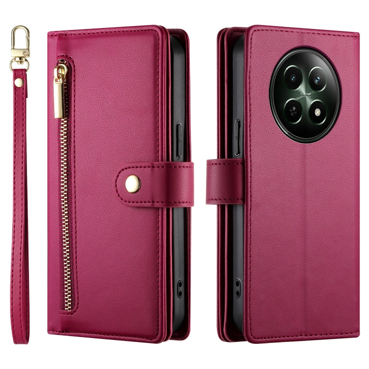 For Realme 12 5G Nine Card-slot Zipper Wallet Bag Leather Phone Case