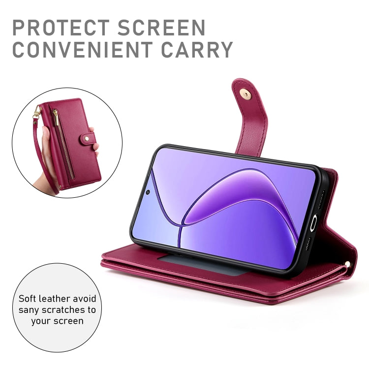 For Realme 12 5G Nine Card-slot Zipper Wallet Bag Leather Phone Case
