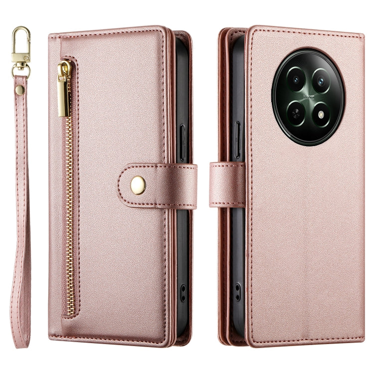 For Realme 12 5G Nine Card-slot Zipper Wallet Bag Leather Phone Case