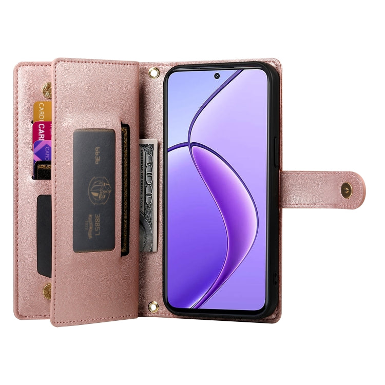 For Realme 12 5G Nine Card-slot Zipper Wallet Bag Leather Phone Case