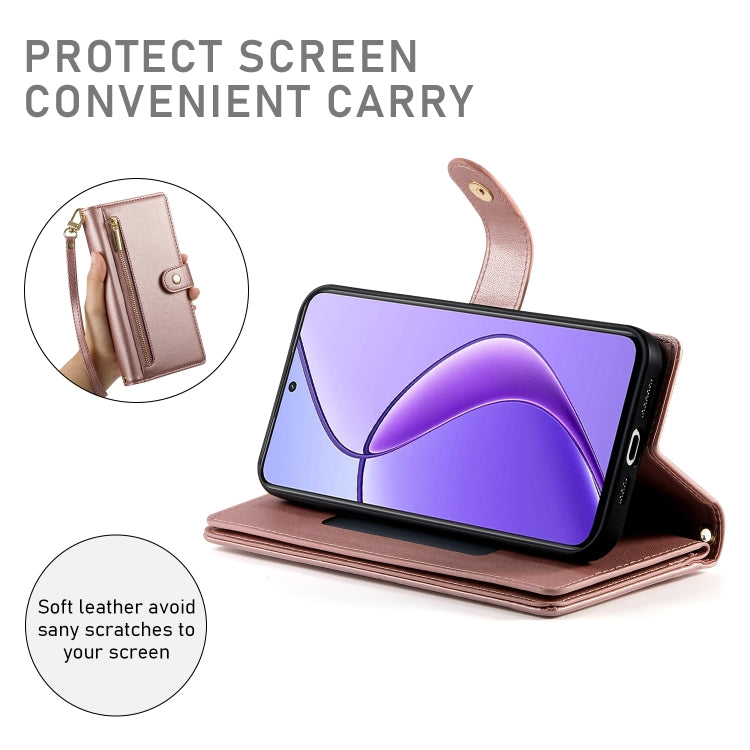 For Realme 12 5G Nine Card-slot Zipper Wallet Bag Leather Phone Case