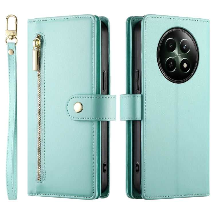 For Realme 12 5G Nine Card-slot Zipper Wallet Bag Leather Phone Case