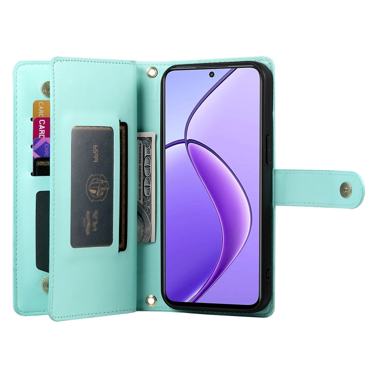 For Realme 12 5G Nine Card-slot Zipper Wallet Bag Leather Phone Case