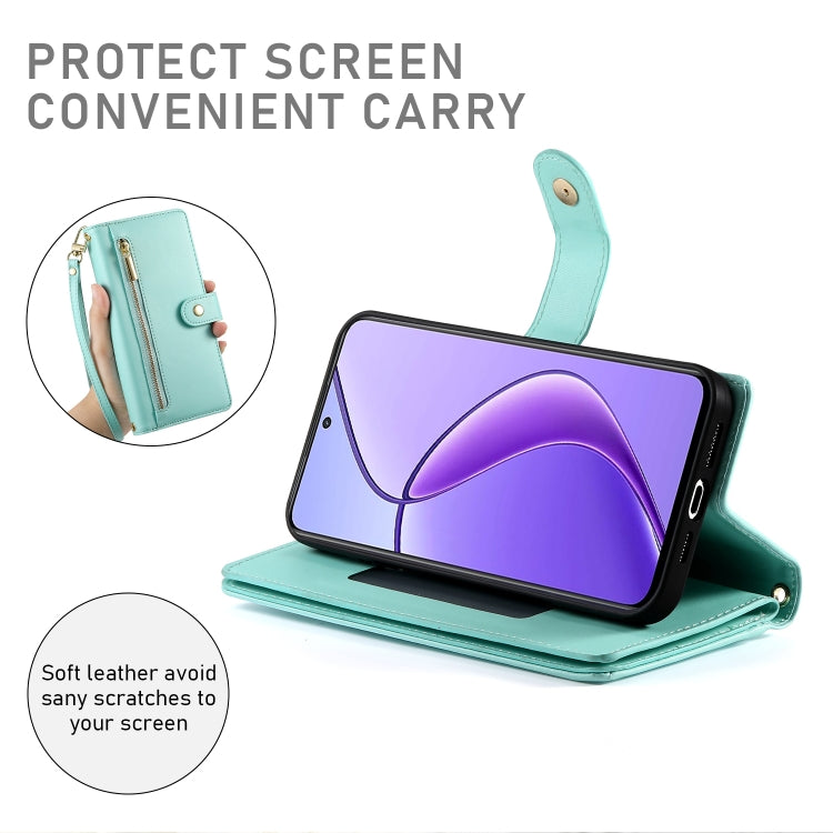 For Realme 12 5G Nine Card-slot Zipper Wallet Bag Leather Phone Case