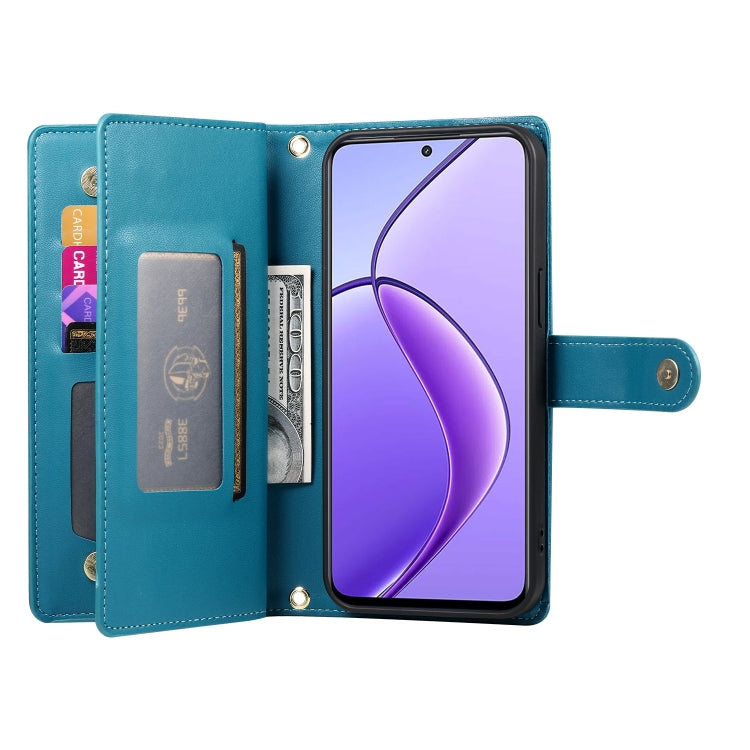 For Realme 12 5G Nine Card-slot Zipper Wallet Bag Leather Phone Case