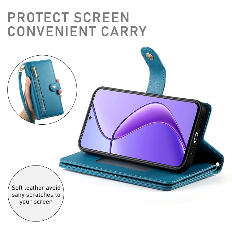 For Realme 12 5G Nine Card-slot Zipper Wallet Bag Leather Phone Case