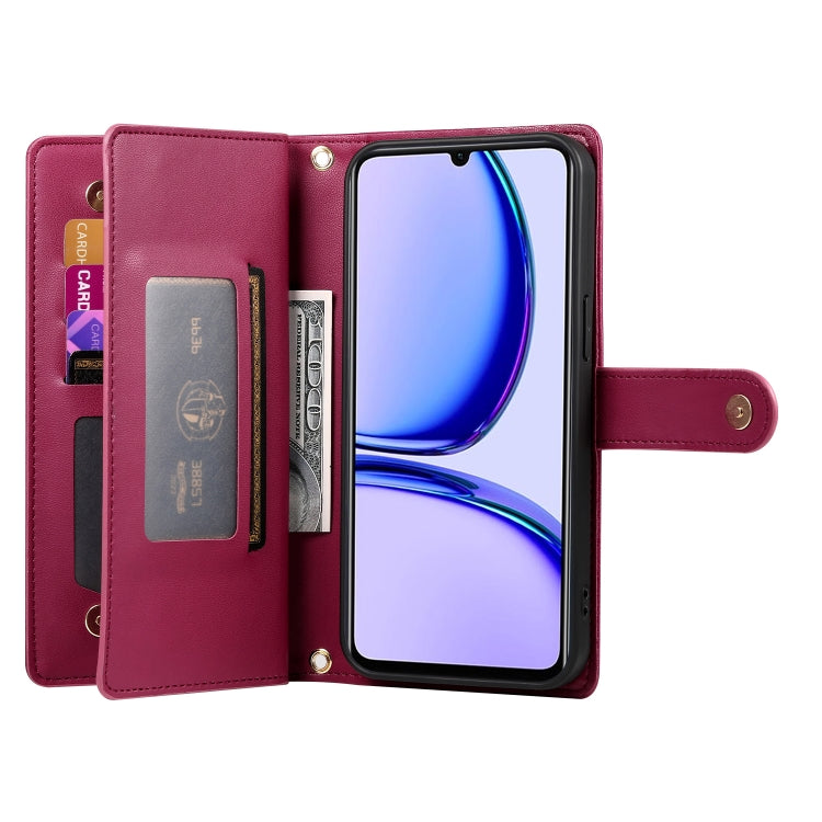 For Realme C53 / Narzo N53 4G Nine Card-slot Zipper Wallet Bag Leather Phone Case