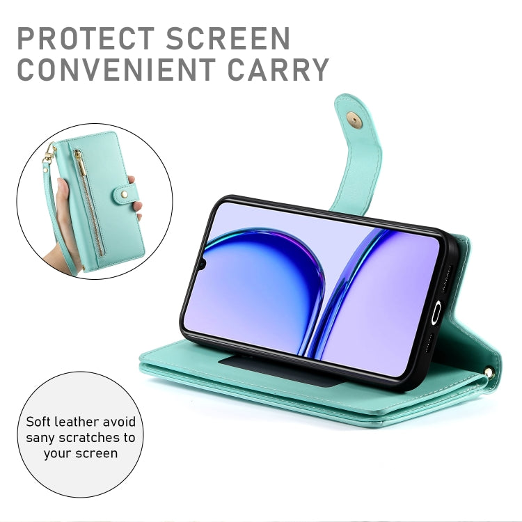 For Realme C53 / Narzo N53 4G Nine Card-slot Zipper Wallet Bag Leather Phone Case