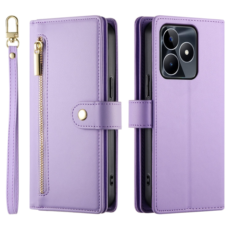 For Realme C53 / Narzo N53 4G Nine Card-slot Zipper Wallet Bag Leather Phone Case