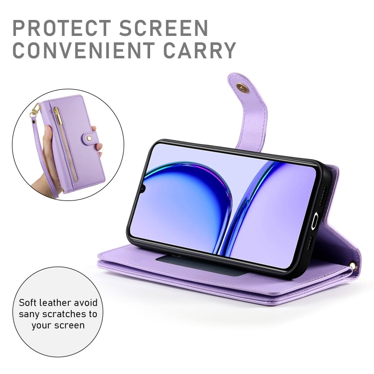 For Realme C53 / Narzo N53 4G Nine Card-slot Zipper Wallet Bag Leather Phone Case