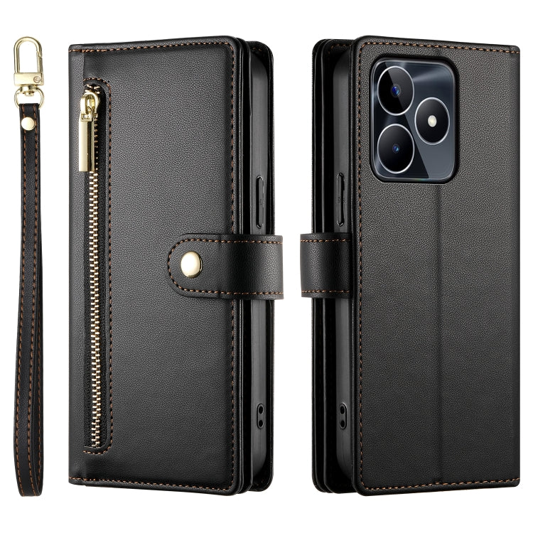 For Realme C53 / Narzo N53 4G Nine Card-slot Zipper Wallet Bag Leather Phone Case