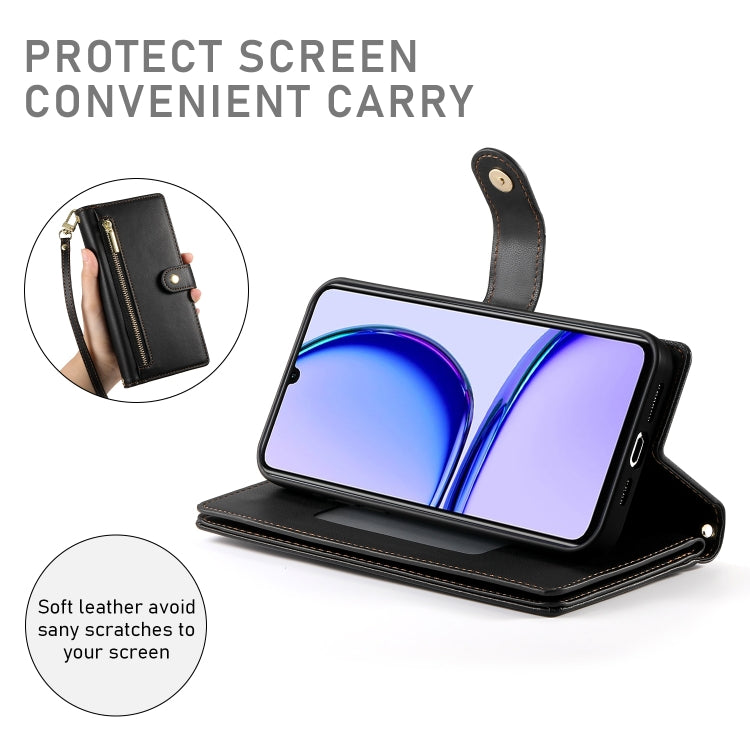 For Realme C53 / Narzo N53 4G Nine Card-slot Zipper Wallet Bag Leather Phone Case
