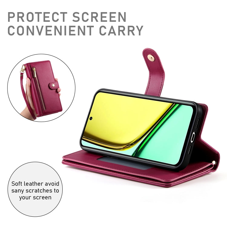 For Realme C67 4G Nine Card-slot Zipper Wallet Bag Leather Phone Case