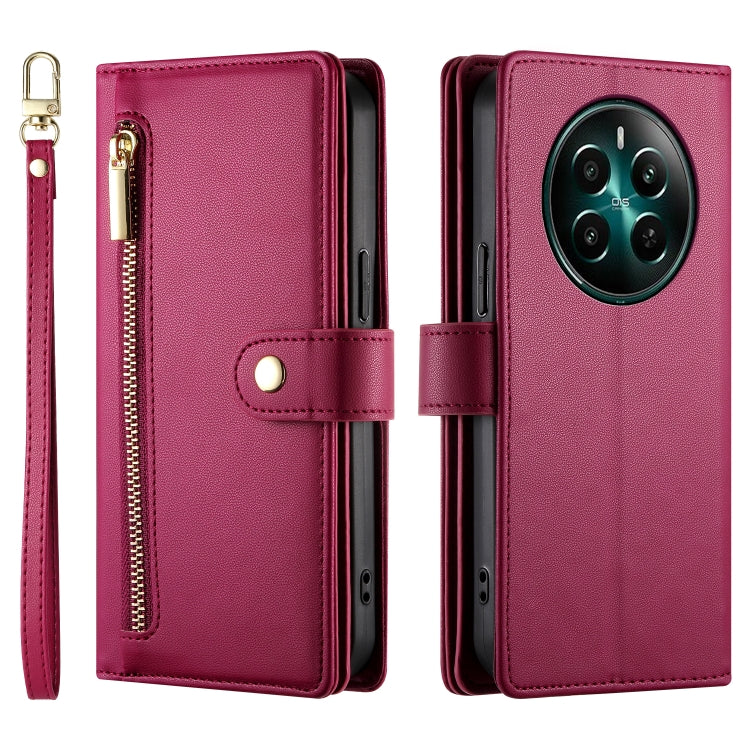 For Realme 12+ / Narzo 70 Pro Nine Card-slot Zipper Wallet Bag Leather Phone Case