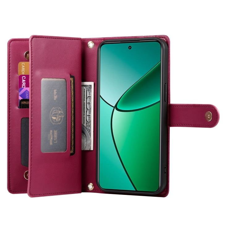 For Realme 12+ / Narzo 70 Pro Nine Card-slot Zipper Wallet Bag Leather Phone Case