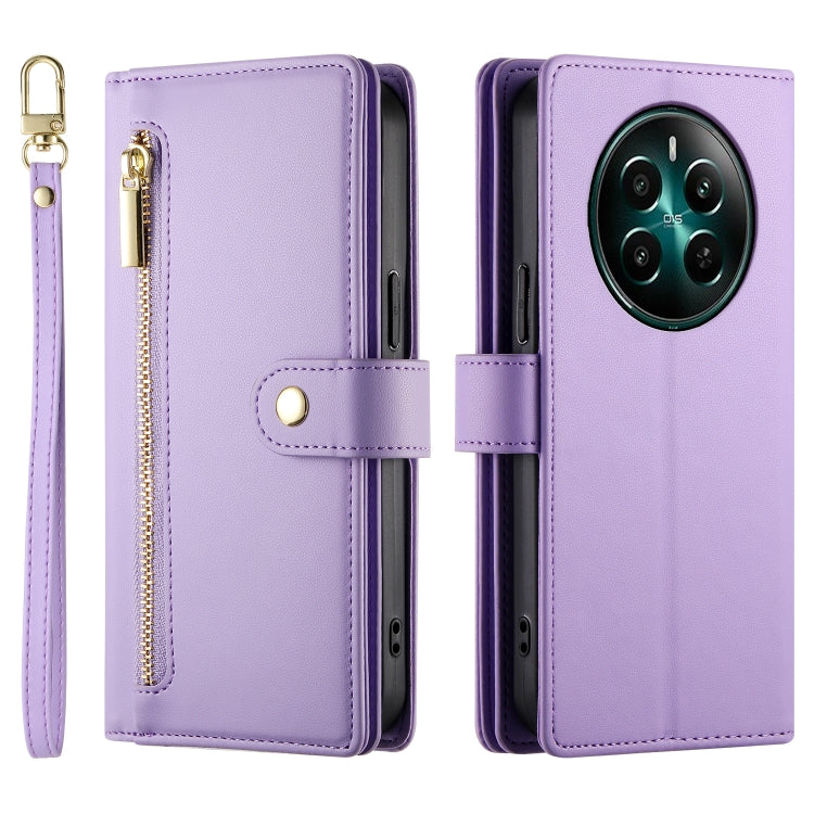 For Realme 12+ / Narzo 70 Pro Nine Card-slot Zipper Wallet Bag Leather Phone Case