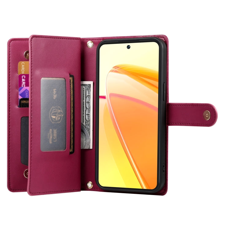 For Realme C55 / Narzo N55 Nine Card-slot Zipper Wallet Bag Leather Phone Case