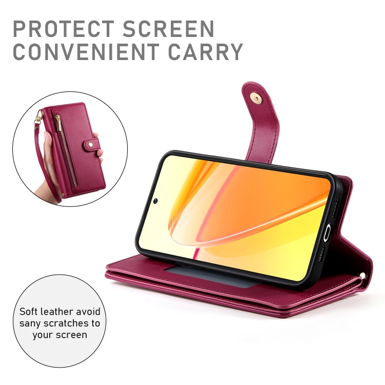 For Realme C55 / Narzo N55 Nine Card-slot Zipper Wallet Bag Leather Phone Case