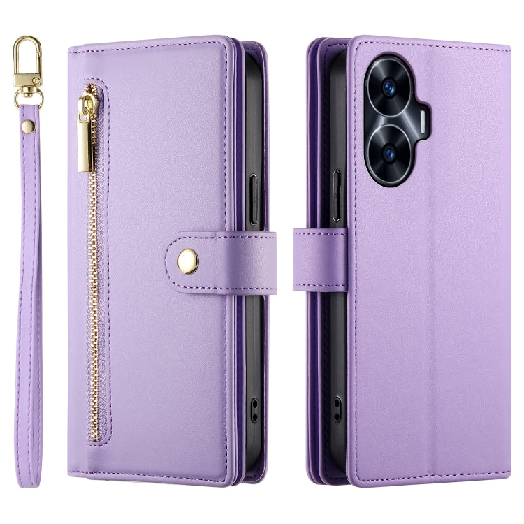 For Realme C55 / Narzo N55 Nine Card-slot Zipper Wallet Bag Leather Phone Case