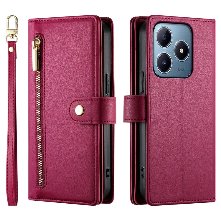 For Realme C63 Nine Card-slot Zipper Wallet Bag Leather Phone Case
