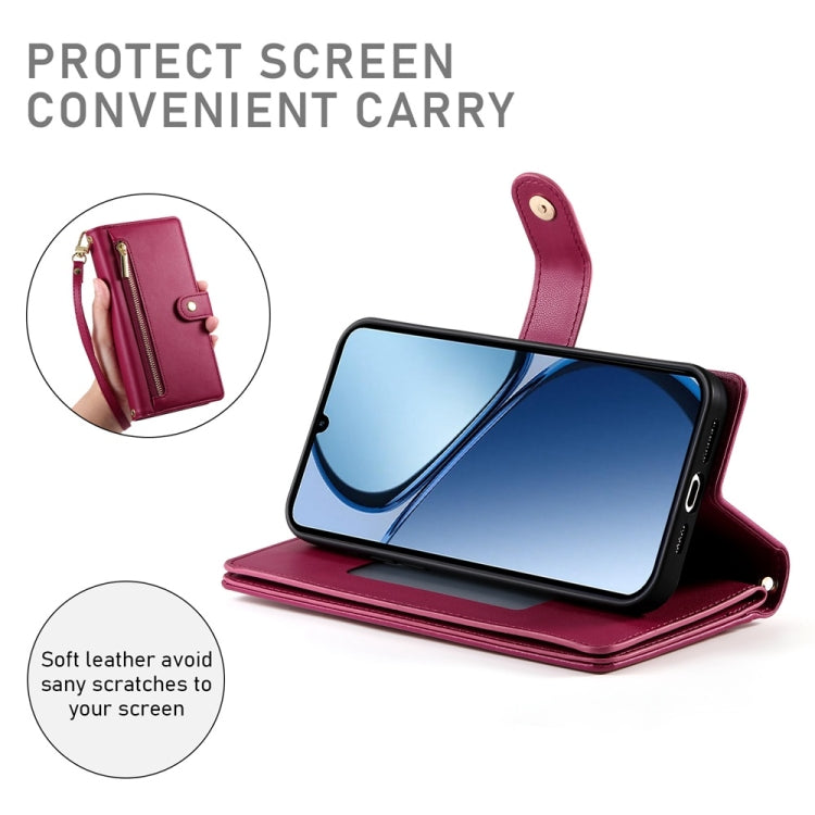 For Realme C63 Nine Card-slot Zipper Wallet Bag Leather Phone Case
