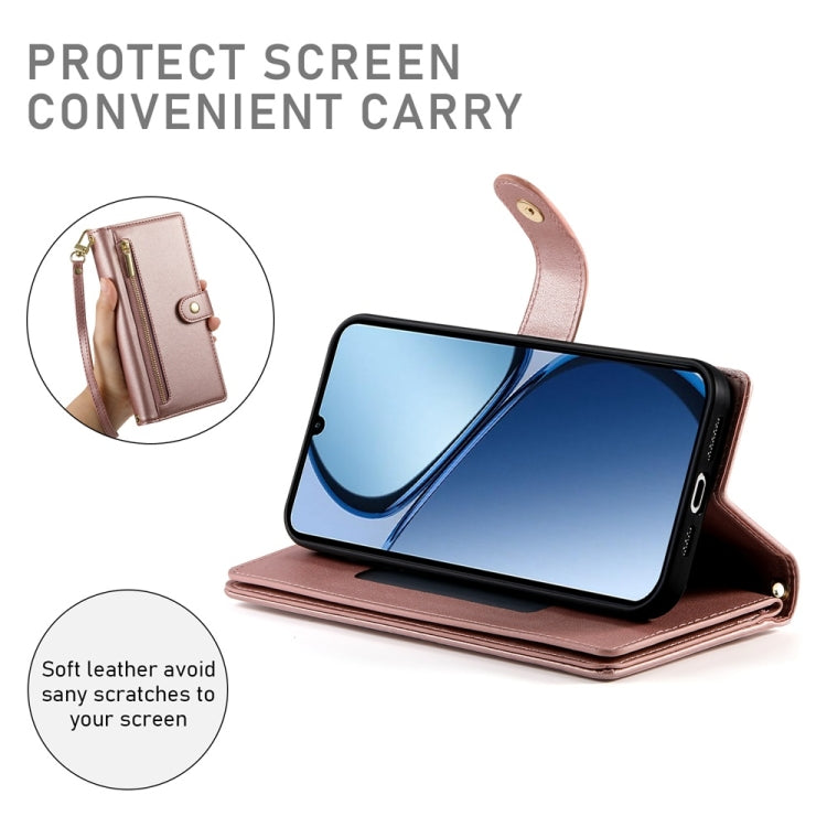 For Realme C63 Nine Card-slot Zipper Wallet Bag Leather Phone Case