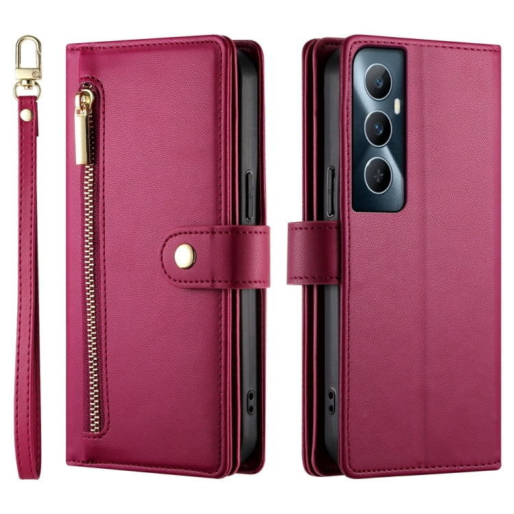 For Realme C65 Nine Card-slot Zipper Wallet Bag Leather Phone Case