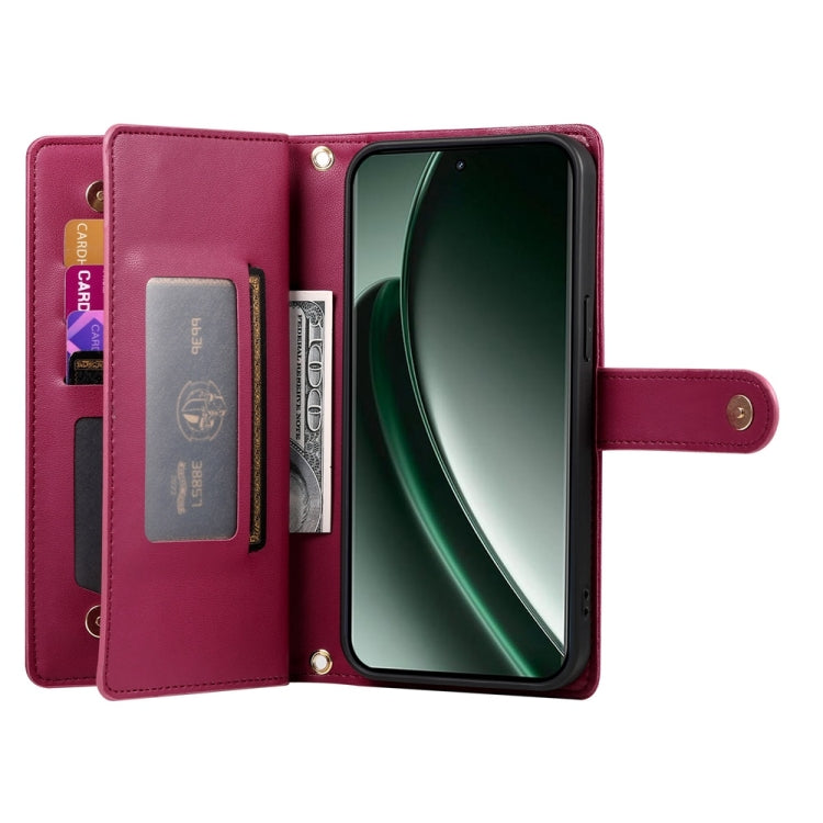 For Realme GT 6 Global Nine Card-slot Zipper Wallet Bag Leather Phone Case