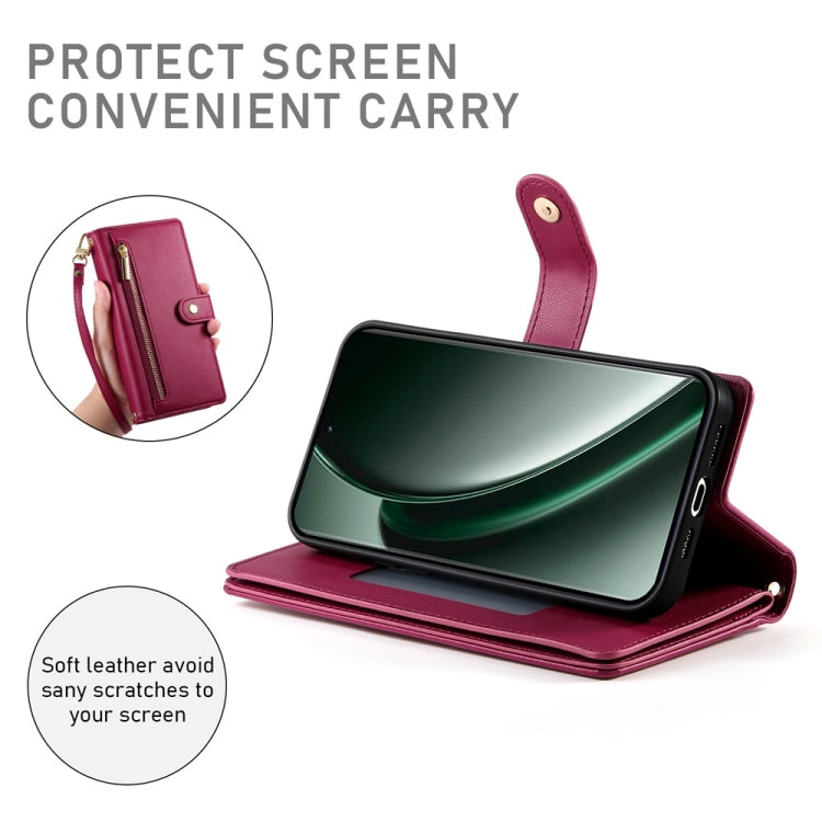 For Realme GT 6 Global Nine Card-slot Zipper Wallet Bag Leather Phone Case