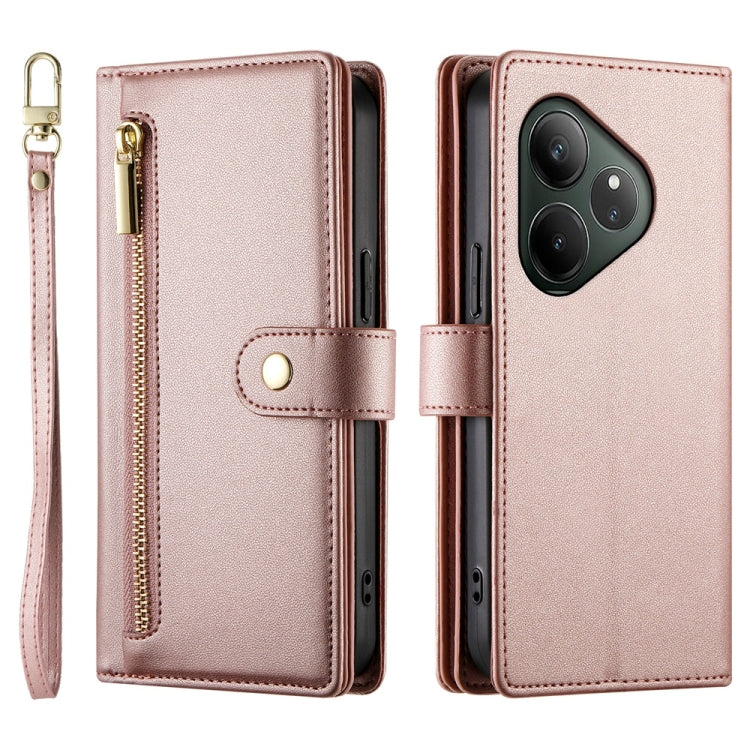 For Realme GT 6 Global Nine Card-slot Zipper Wallet Bag Leather Phone Case