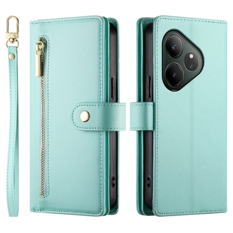 For Realme GT 6 Global Nine Card-slot Zipper Wallet Bag Leather Phone Case