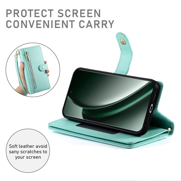 For Realme GT 6 Global Nine Card-slot Zipper Wallet Bag Leather Phone Case