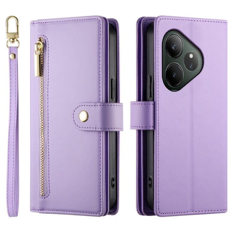 For Realme GT 6 Global Nine Card-slot Zipper Wallet Bag Leather Phone Case