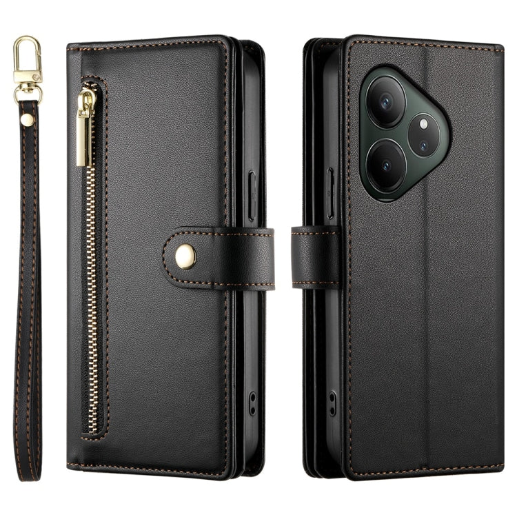 For Realme GT 6 Global Nine Card-slot Zipper Wallet Bag Leather Phone Case